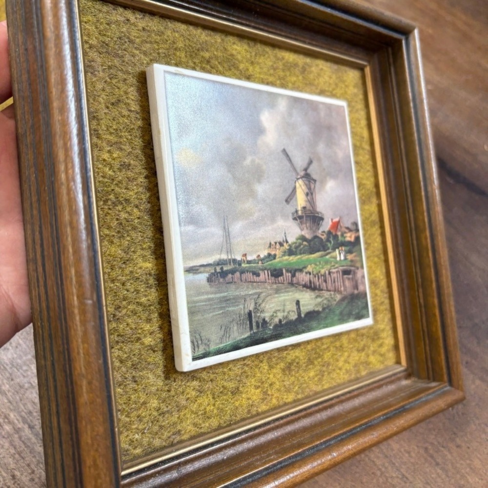 Vintage Framed Dutch Delft Tiles Wall Art Home Decor Landscape Country Cottage - Picture 9 of 12